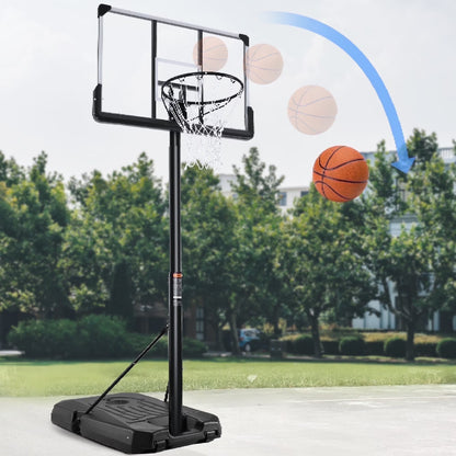 44In Basketball Hoop Portable Basketball System with Adjustable Height with Big Backboard and Large Base for Youth Adults Family Indoor Outdoor