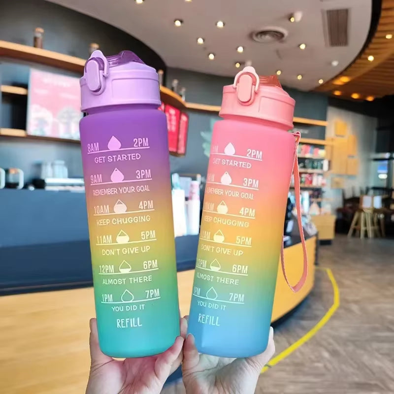 900Ml Water Bottle Motivational Sport Water Bottle Leakproof Drinking Bottles Outdoor Sports Travel Kettle Drinking Water Bottle
