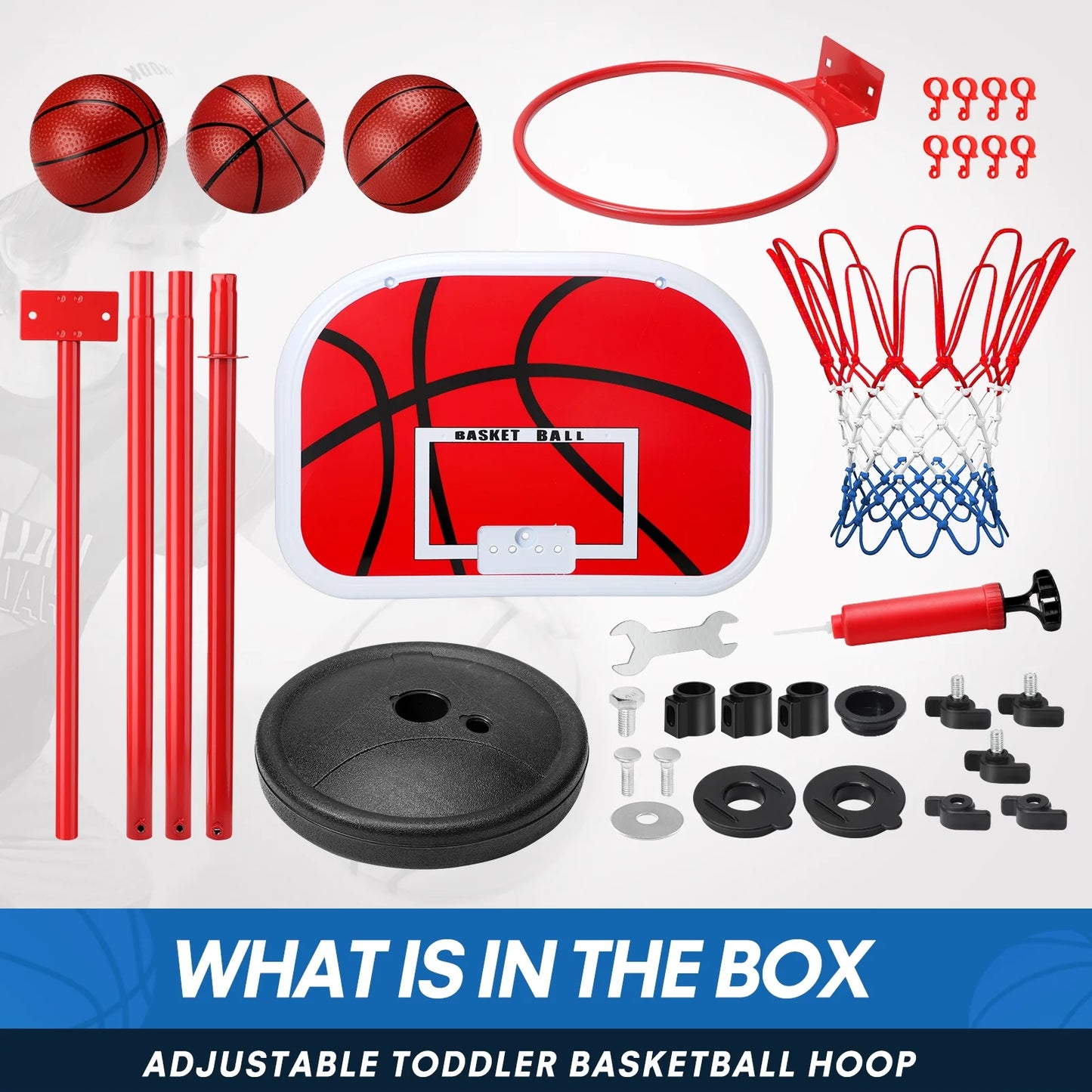 Kids Basketball Hoop with 3 Balls, Basketball Hoop Indoor Toddler Basketball Hoop Basketball Goals Indoor Outdoor Play