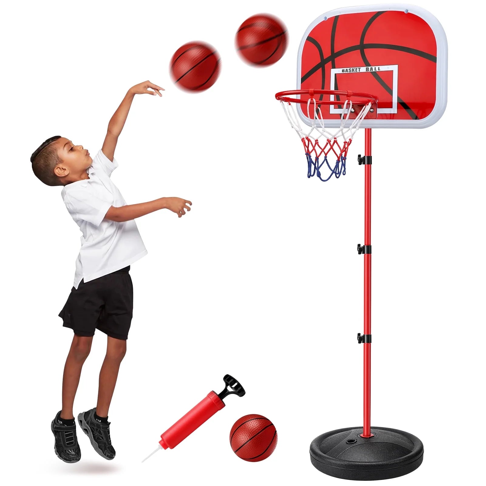 Kids Basketball Hoop with 3 Balls, Basketball Hoop Indoor Toddler Basketball Hoop Basketball Goals Indoor Outdoor Play